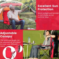 Tangkula Folding Camping Chair, Lightweight Portable Camp Lawn Chair with Adjustable Shade Canopy