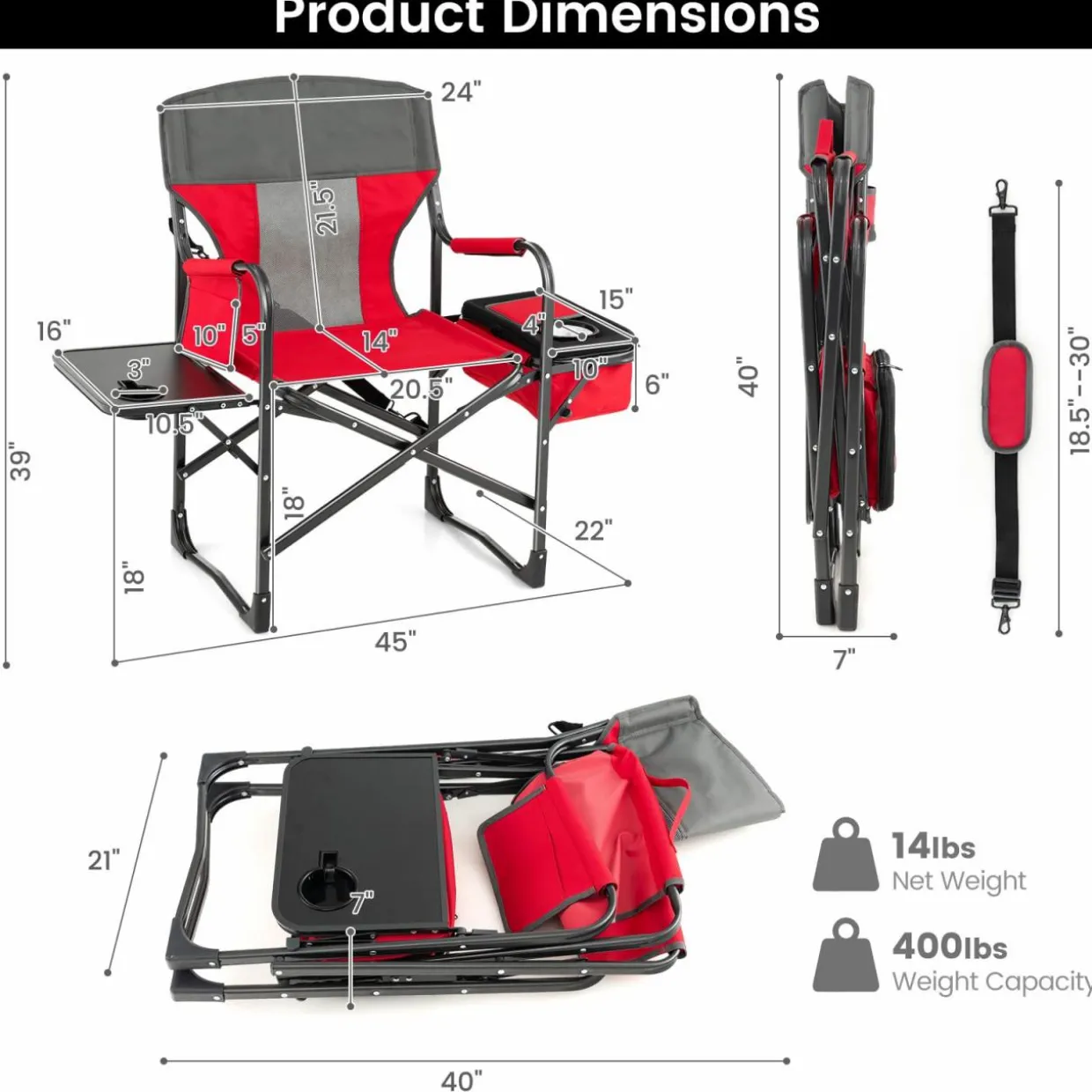 Tangkula Folding Camping Chair, Director Chair