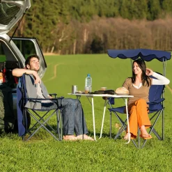 Tangkula Folding Camping Chair, Lightweight Portable Camp Lawn Chair with Adjustable Shade Canopy