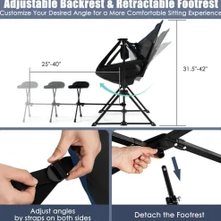 Tangkula Folding Camping Chair, Portable Camp Chair with Retractable Footrest