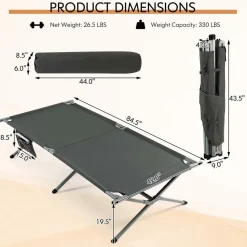 Tangkula Folding Camping Cot, Foldable Sleeping Cot with Side Storage Pocket with Carry Bag