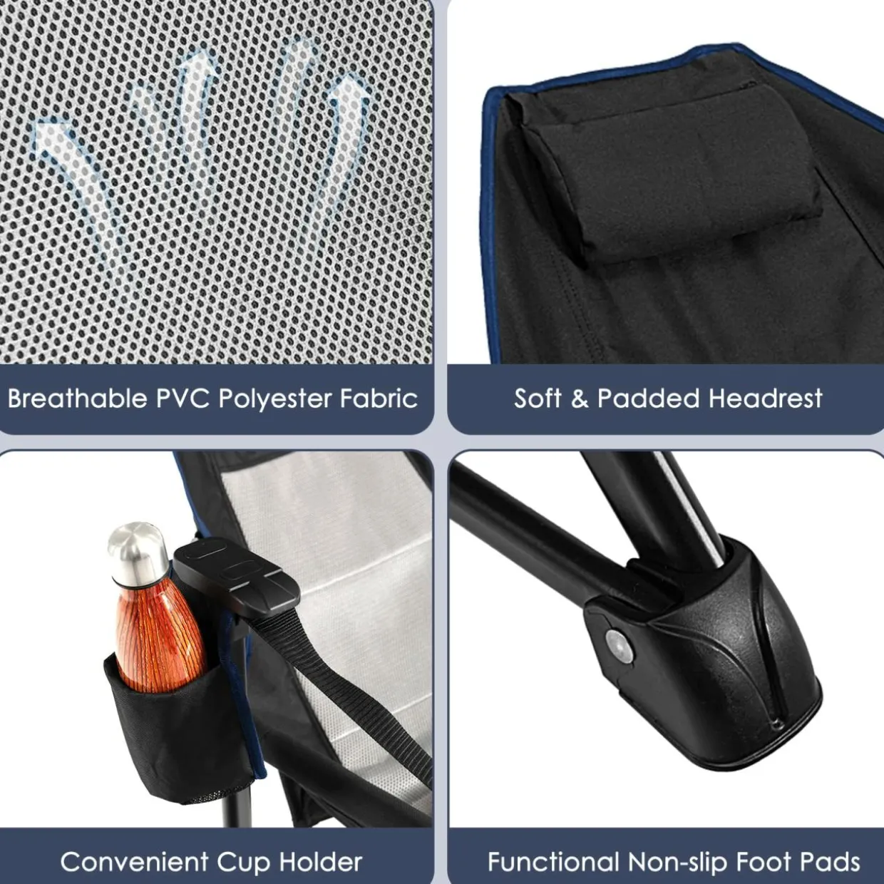 Tangkula Folding Camping Chair, Portable Camp Chair with Retractable Footrest