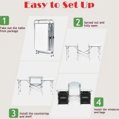 Tangkula Folding Camping Table, 2-Tier Aluminum Camping Kitchen Table
