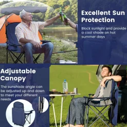 Tangkula Folding Camping Chair, Lightweight Portable Camp Lawn Chair with Adjustable Shade Canopy