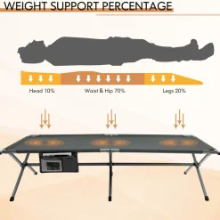 Tangkula Folding Camping Cot, Foldable Sleeping Cot with Side Storage Pocket with Carry Bag