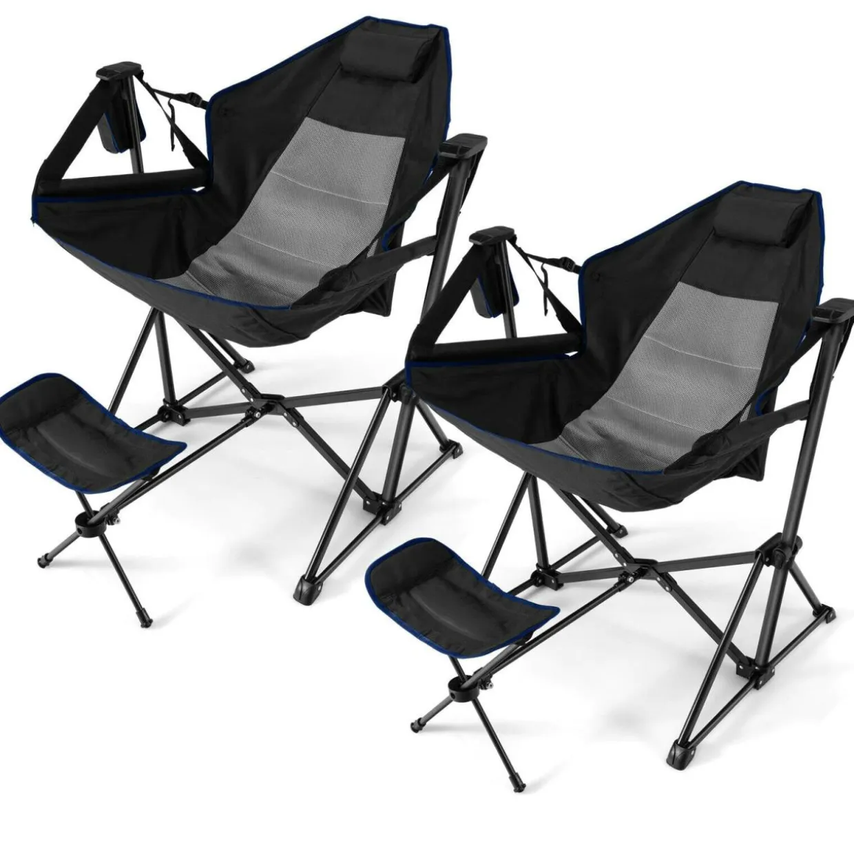Tangkula Folding Camping Chair, Portable Camp Chair with Retractable Footrest