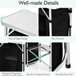 Tangkula Folding Camping Table, 2-Tier Aluminum Camping Kitchen Table