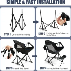 Tangkula Folding Camping Chair, Portable Camp Chair with Retractable Footrest