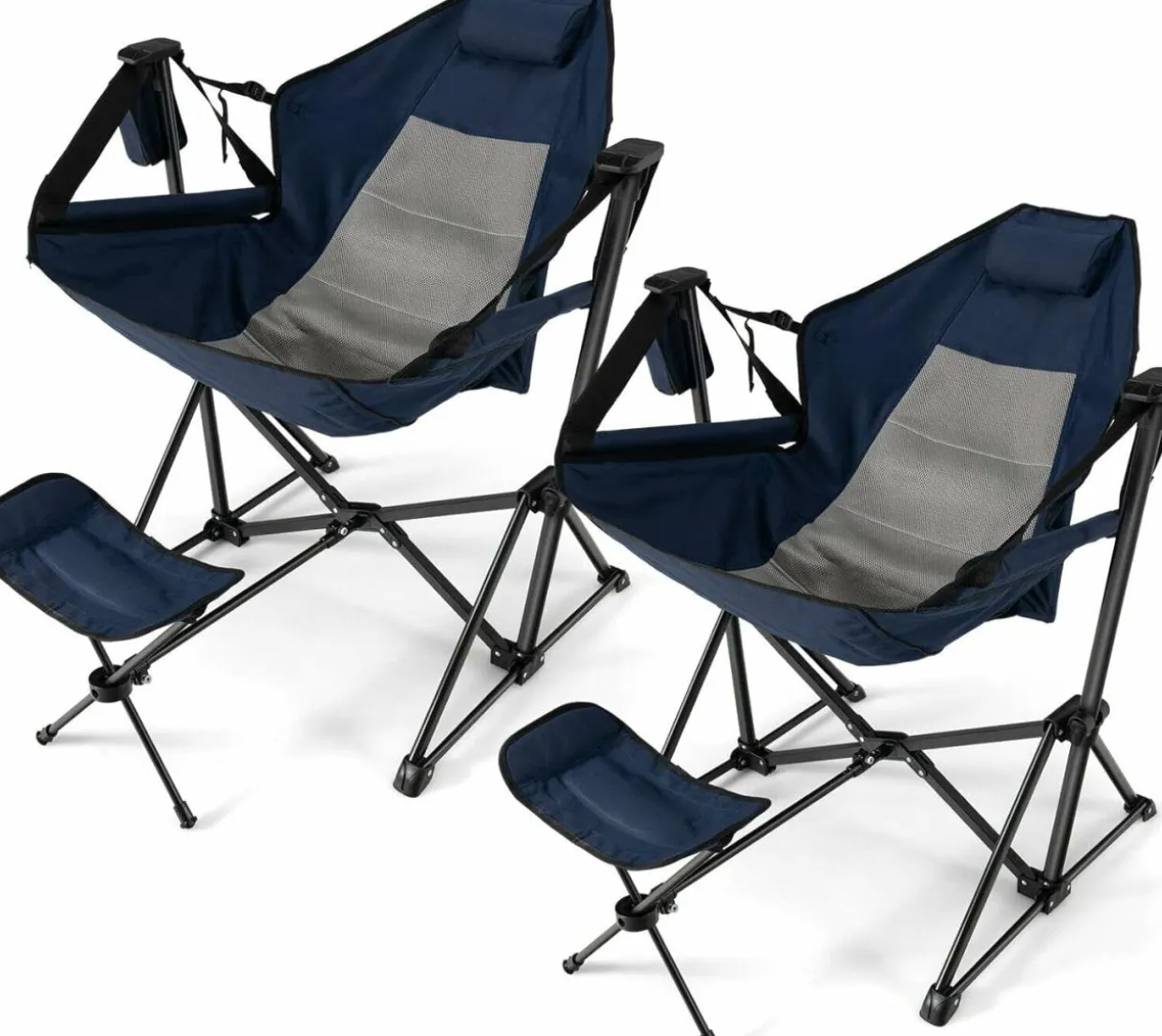 Tangkula Folding Camping Chair, Portable Camp Chair with Retractable Footrest