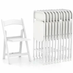 Tangkula Folding Chairs, Outdoor Portable Patio Chairs w/Plastic Seat & Back, Heavy-Duty Metal Frame