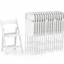 Tangkula Folding Chairs, Outdoor Portable Patio Chairs w/Plastic Seat & Back, Heavy-Duty Metal Frame