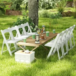 Tangkula Folding Chairs, Outdoor Foldable Patio Chairs with Padded Seats, All-Weather Resin Frame with 1100 LBS Static Load