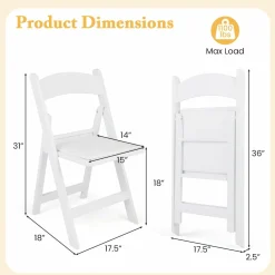 Tangkula Folding Chairs, Outdoor Foldable Patio Chairs with Padded Seats, All-Weather Resin Frame with 1100 LBS Static Load