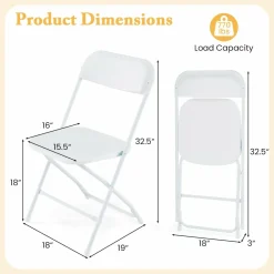 Tangkula Folding Chairs, Outdoor Portable Patio Chairs w/Plastic Seat & Back, Heavy-Duty Metal Frame