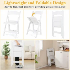 Tangkula Folding Chairs, Outdoor Foldable Patio Chairs with Padded Seats, All-Weather Resin Frame with 1100 LBS Static Load