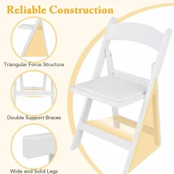 Tangkula Folding Chairs, Outdoor Foldable Patio Chairs with Padded Seats, All-Weather Resin Frame with 1100 LBS Static Load