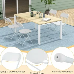 Tangkula Folding Chairs, Outdoor Portable Patio Chairs w/Plastic Seat & Back, Heavy-Duty Metal Frame