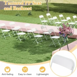 Tangkula Folding Chairs, Outdoor Portable Patio Chairs w/Plastic Seat & Back, Heavy-Duty Metal Frame