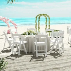 Tangkula Folding Chairs, Outdoor Foldable Patio Chairs with Padded Seats, All-Weather Resin Frame with 1100 LBS Static Load