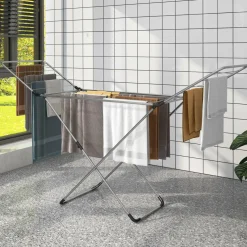 Tangkula Folding Clothes Drying Rack, Lightweight Aluminum Laundry Drying Rack w/Adjustable Wings