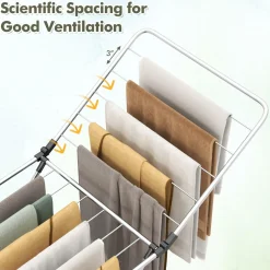 Tangkula Folding Clothes Drying Rack, Lightweight Aluminum Laundry Drying Rack w/Adjustable Wings