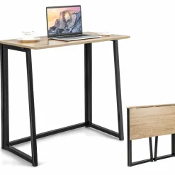 Tangkula Folding Computer Desk, 31” Foldable Drop Leaf Laptop Desk, Writing Desk Study Desk for Small Space