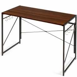 Tangkula Folding Computer Desk, Study Writing Desk with 6 Hooks