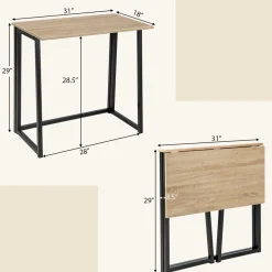 Tangkula Folding Computer Desk, 31” Foldable Drop Leaf Laptop Desk, Writing Desk Study Desk for Small Space