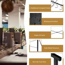 Tangkula Folding Computer Desk, Study Writing Desk with 6 Hooks
