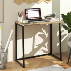 Tangkula Folding Computer Desk, 31” Foldable Drop Leaf Laptop Desk, Writing Desk Study Desk for Small Space