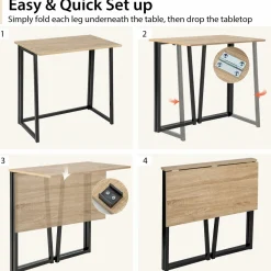 Tangkula Folding Computer Desk, 31” Foldable Drop Leaf Laptop Desk, Writing Desk Study Desk for Small Space