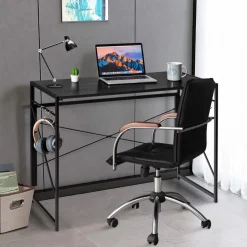 Tangkula Folding Computer Desk, Study Writing Desk with 6 Hooks