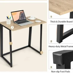 Tangkula Folding Computer Desk, 31” Foldable Drop Leaf Laptop Desk, Writing Desk Study Desk for Small Space