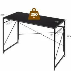 Tangkula Folding Computer Desk, Study Writing Desk with 6 Hooks