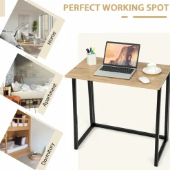 Tangkula Folding Computer Desk, 31” Foldable Drop Leaf Laptop Desk, Writing Desk Study Desk for Small Space