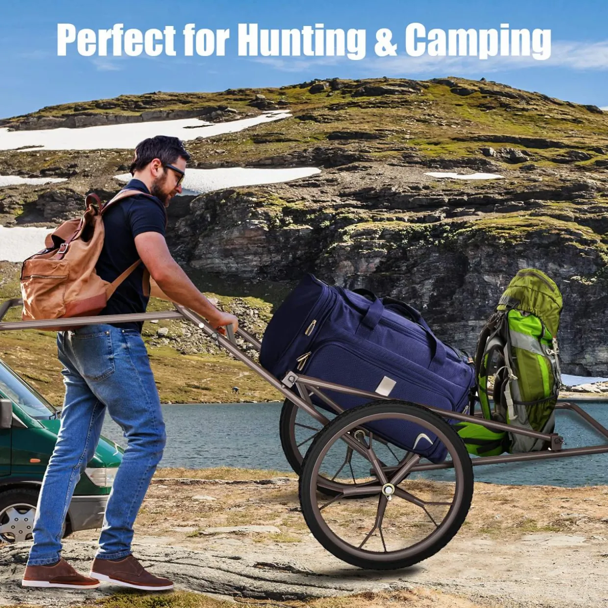 Tangkula Folding Deer Cart, 500lbs Capacity Hunting Game Cart