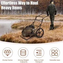 Tangkula Folding Deer Cart, 500lbs Capacity Hunting Game Cart