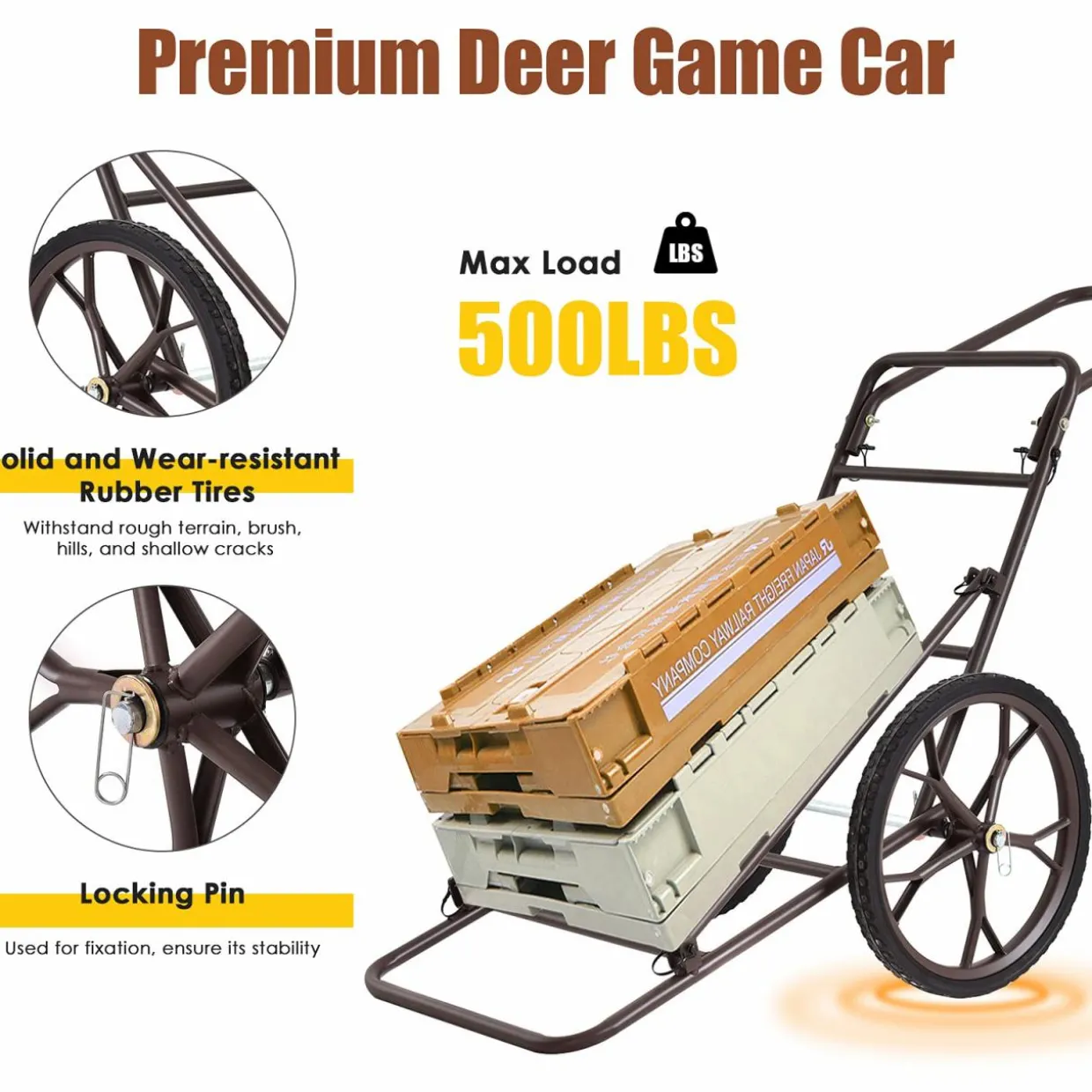 Tangkula Folding Deer Cart, 500lbs Capacity Hunting Game Cart
