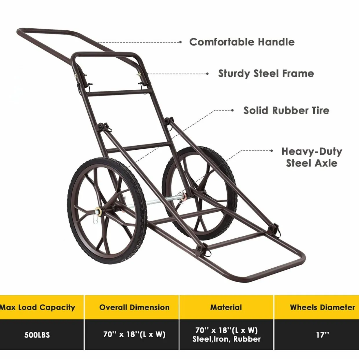 Tangkula Folding Deer Cart, 500lbs Capacity Hunting Game Cart