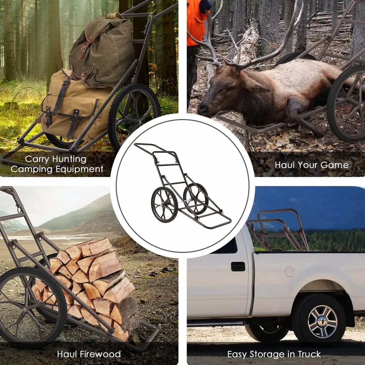 Tangkula Folding Deer Cart, 500lbs Capacity Hunting Game Cart