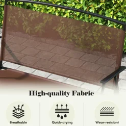 Tangkula Folding Outdoor Garden Bench, 2-Person Patio Bench with Backrest and Armrests
