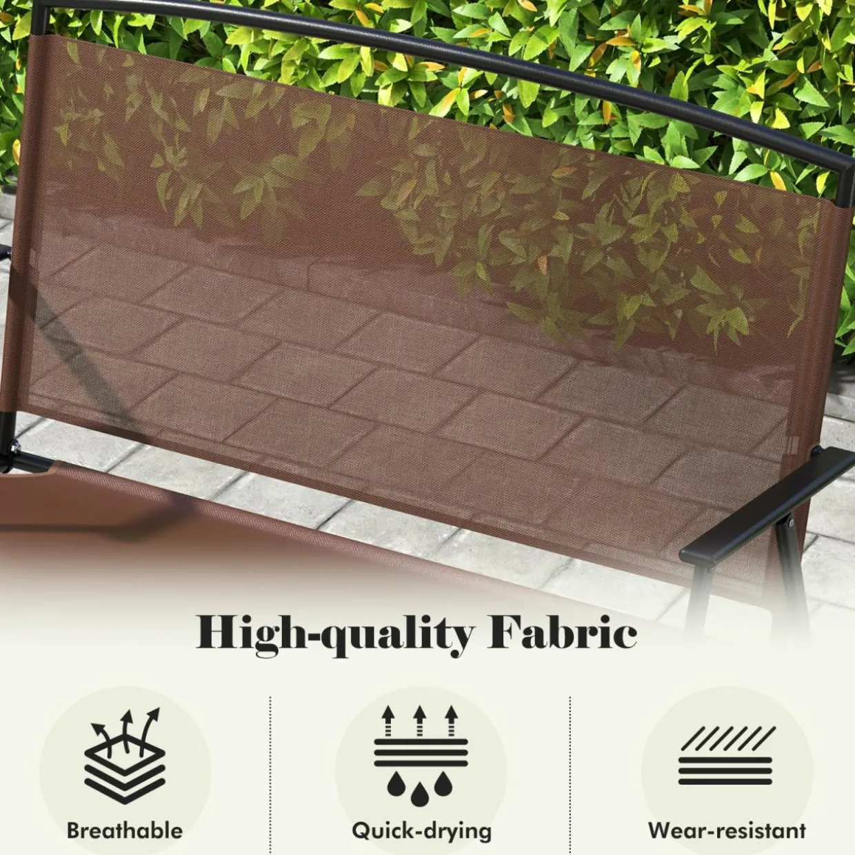Tangkula Folding Outdoor Garden Bench, 2-Person Patio Bench with Backrest and Armrests