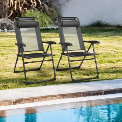 Tangkula Folding Patio Dining Chairs Set of 2, Portable Patio Chairs with 7 Level Adjustable Backrest