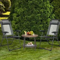 Tangkula Folding Patio Dining Chairs Set of 2, Portable Patio Chairs with 7 Level Adjustable Backrest