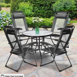 Tangkula Folding Patio Dining Chairs Set of 2, Portable Patio Chairs with 7 Level Adjustable Backrest