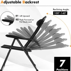 Tangkula Folding Patio Dining Chairs Set of 2, Portable Patio Chairs with 7 Level Adjustable Backrest