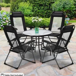 Tangkula Folding Patio Dining Chairs Set of 2, Portable Patio Chairs with 7 Level Adjustable Backrest