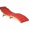 Tangkula Folding Patio Lounge Chair, Solid Eucalyptus Wood Sun Lounger Chair
