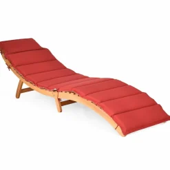 Tangkula Folding Patio Lounge Chair, Solid Eucalyptus Wood Sun Lounger Chair