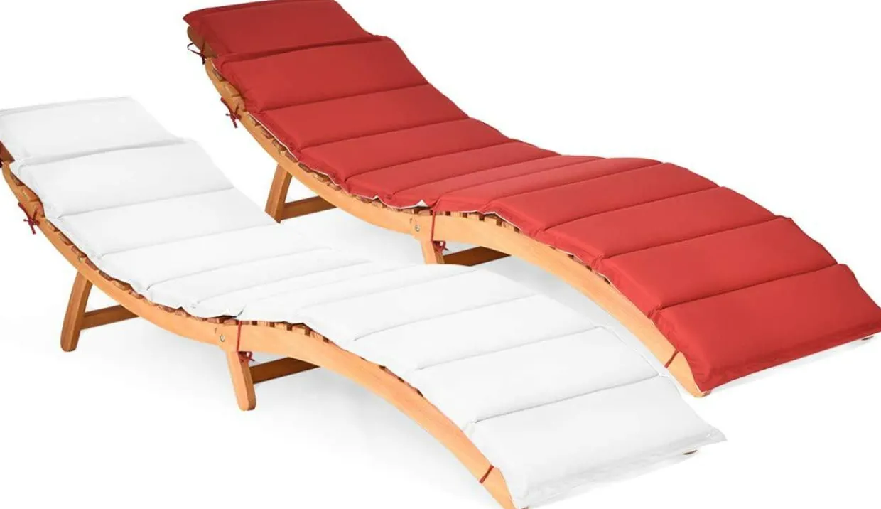 Tangkula Folding Patio Lounge Chair, Solid Eucalyptus Wood Sun Lounger Chair